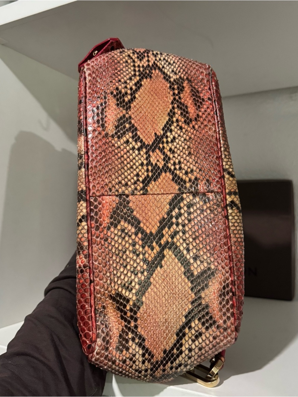 Dior Red Python Embellished Chain-Handle Shoulder Bag - Picture 8 of 8